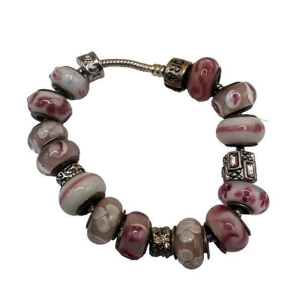 Pandora Sterling Silver Moments Snake Chain Barrel Clasp Bracelet 7.9" - Picture 1 of 7